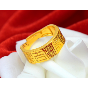 Men's Vietnam Shajinfa Fucai Open mouth Ring Great Wall Pattern Gold Shop Window Same Edition E-commerce Hot Sale Can Be Issued on Behalf