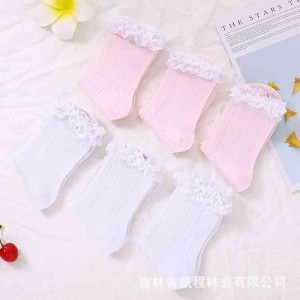 女中筒花边运动百搭棉袜