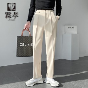 直筒宽松男士西装裤子