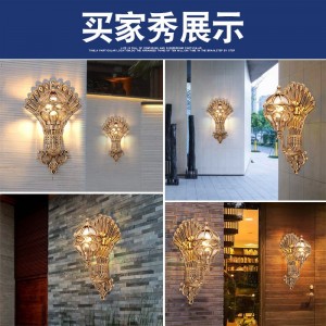 欧式户外壁灯 室外阳台灯 防水led灯   壁灯 孔雀壁灯 古铜色（led灯泡）