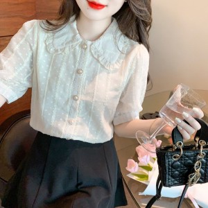 衬衫女   雪纺衫    蕾丝衫 夏季女装 短袖 上衣