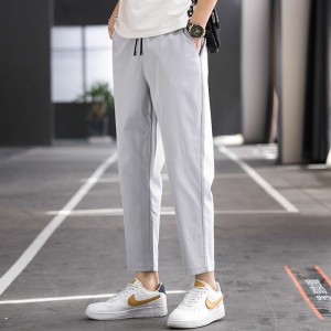 薄款夏季男装休闲裤韩版潮流男生百搭显瘦宽松运动系带九分裤子