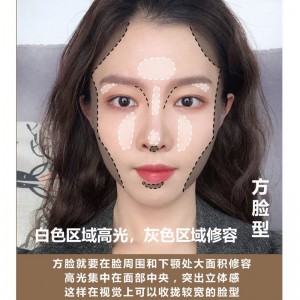 高光修容盘三色一体盘 哑光粉饼腮 鼻影 眼影 阴影 侧影 闪粉 自然显色