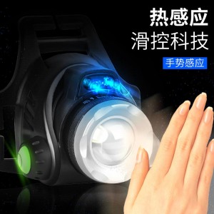 头灯 矿灯   头戴式  强光远射  挥手感应开关  伸缩变焦