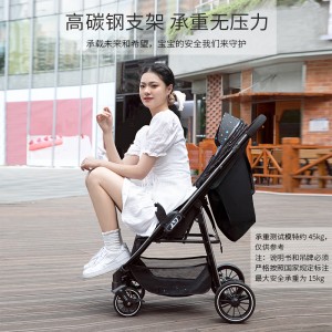 高景观双向可坐躺折叠四轮避震手推婴儿车