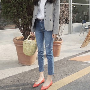 春季新款显瘦弹力牛仔女裤小脚复古修身九分裤