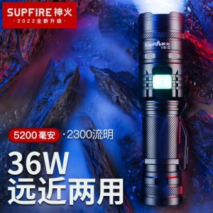 强光手电筒 变焦远射USB充电式 家用便携 户外骑行应急灯