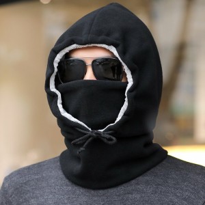男冬天户外骑行帽加绒加厚防寒帽男抓绒雷锋帽冬天骑摩托车保暖帽护脸防风围脖护耳帽子棉帽冷帽