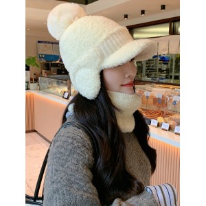 啄木鸟帽子 女士冬季保暖护耳鸭舌帽子 防寒休闲百搭针织潮毛线帽