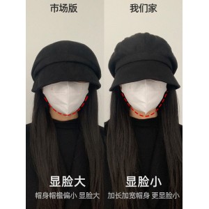 秋冬帽子女 渔夫帽 大头围贝雷帽 冬季素颜显脸小八角帽