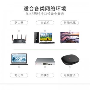 六类CAT6类网线 机顶盒非屏蔽8芯双绞工程跳线 灰色1米 W191C
