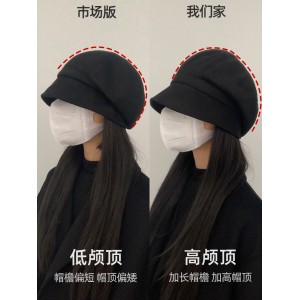 秋冬帽子女 渔夫帽 大头围贝雷帽 冬季素颜显脸小八角帽