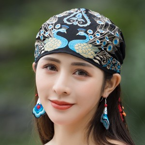 新款民族风复古刺绣花帽 包头帽 棉麻薄款百搭旅游帽