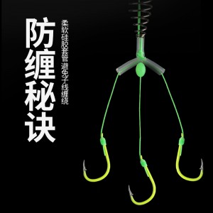 新型手竿 鲢鳙弹簧三钩钓组套装 专用白鲢鱼钩 弹簧钩