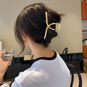 金属抓夹大号2个 装发夹后脑勺气质优雅珍珠 网红交叉女士发饰