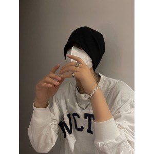 黑色帽子男 春秋百搭毛线帽 冷帽 包头帽 针织帽