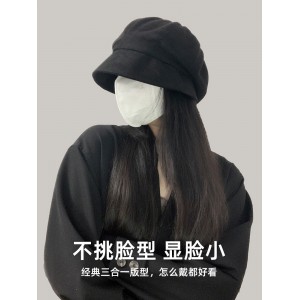 秋冬帽子女 渔夫帽 大头围贝雷帽 冬季素颜显脸小八角帽