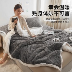 双层加厚毛毯被子 法兰绒珊瑚绒保暖加绒拉舍尔午休毯