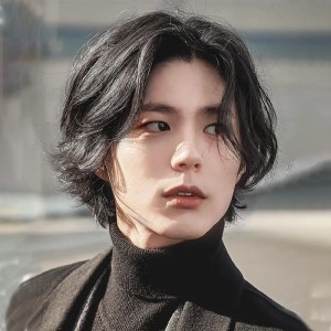 멋쟁이 가발 단발 부스스한 가르마 앞머리 없는 내추럴 남성 풀오버 