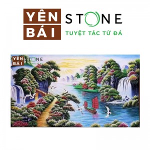 越南白石画 办公装饰石画 茶室壁画