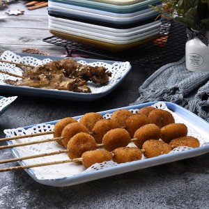 密胺盘子 商用长方肠粉盘 塑料仿瓷餐具 烧烤碟子 火锅店专用菜盘