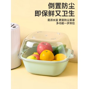 双层洗菜盆 沥水篮 八件套厨房客厅家用洗水果盘 简约塑料淘菜菜篮子
