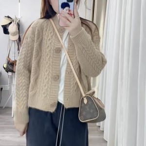 麻花毛衣 外套女早春秋季 2023年新爆款 女装减龄漂亮 洋上衣针织开衫