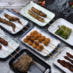 密胺盘子 商用长方肠粉盘 塑料仿瓷餐具 烧烤碟子 火锅店专用菜盘