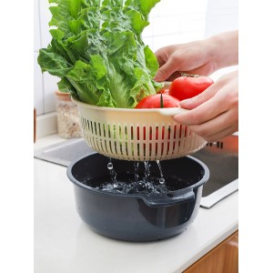 双层洗菜盆 塑料沥水篮子 漏盆淘米神器 菜蓝淘菜盆 家用厨房 水果盘