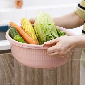 洗菜盆 塑料双层沥水篮子 漏盆 淘米神器 菜蓝淘菜盆 家用厨房洗水果盘