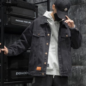 日系百搭 牛仔外套 男士宽松 冬季潮牌大码男装 加绒工装夹克
