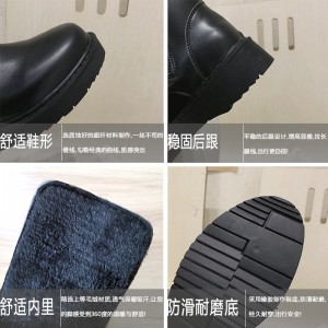 ins潮甜酷马丁靴女 2023年新款春秋单靴 黑色平底英伦风短靴 女靴子