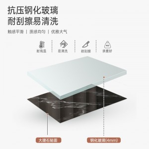 茶几 客厅简约小户型双层钢化玻璃茶桌 意式极简岩板色小桌子