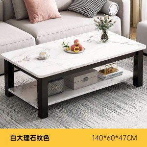 茶几 客厅简约小户型双层钢化玻璃茶桌 意式极简岩板色小桌子