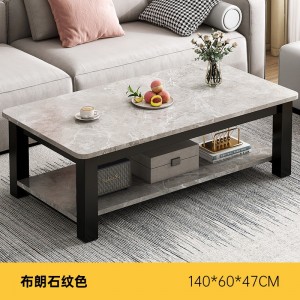 茶几 客厅简约小户型双层钢化玻璃茶桌 意式极简岩板色小桌子