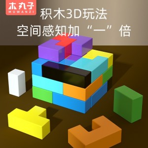 어린이 다기능 테트리스 빌딩 블록 퍼즐 큐브 3D 조립 블록 나무 퍼즐